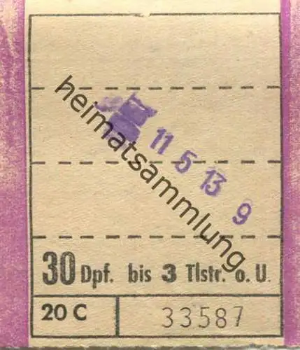 Deutschland - Verkehrsbetriebe Mannheim-Ludwigshafen - Fahrschein 30Dpf.