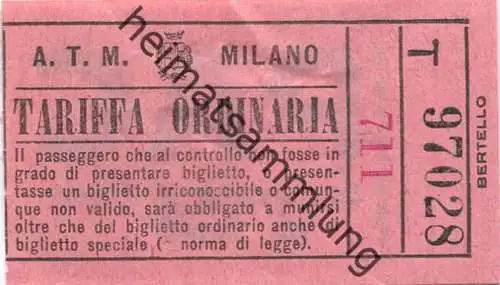 Italien - A.T.M. Milano - Fahrschein