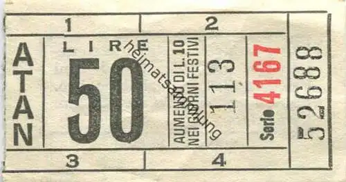 Italien - ATAN - Fahrschein Lire 50