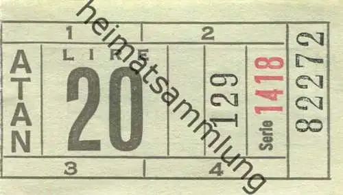 Italien - ATAN - Fahrschein Lire 20