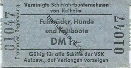 Deutschland - Vereinigte Schiffahrtsunternehmen von Kelheim - Fahrkarte