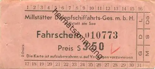 Österreich - Millstätter Dampfschiffahrts-Ges.m.b.H. - Millstatt am See - Fahrschein S 3.50