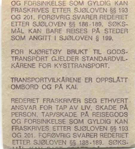 Norwegen - Norwegen - Nord-Ferjer A/S Narvik - Fahrschein Fähre 1982