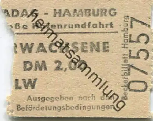 Deutschland - Hadag Hamburg - Grosse Hafenrundfahrt - Fahrschein