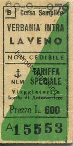 Schweiz - N.L.M. Navigazione Lago Maggiore - Laveno - Tariffa speciale - Fahrkarte 1979