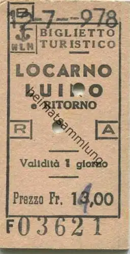 Schweiz - NLM - Locarno Luino - Fahrkarte 1978