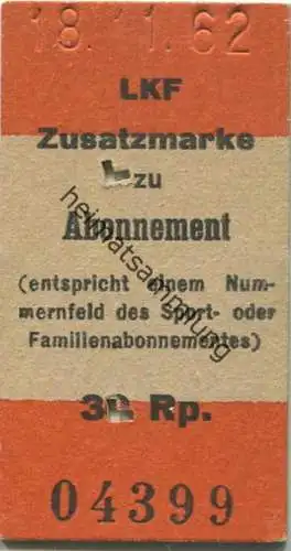 Schweiz - LKF Gondelbahn Kriens&ndash;Fräkmüntegg - Zusatzmarke zu Abonnement (entspricht einem Nummernfeld des Sport- o