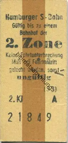 Deutschland - Hamburg - Hamburger S-Bahn - Fahrkarte 2. Klasse