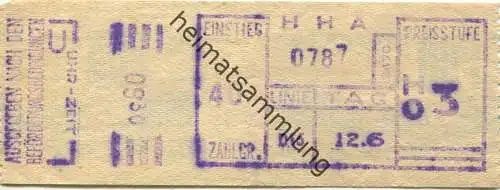 Deutschland - Hamburg - HHA - Hamburger Hochbahn AG - Linie 015 - Preisstufe HO3 - Fahrschein - rückseitig Werbung PRO K