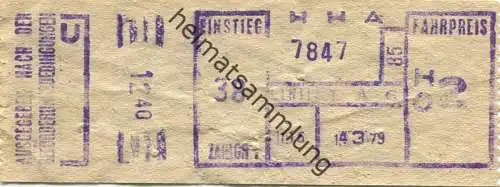 Deutschland - Hamburg - HHA - Hamburger Hochbahn AG - Linie 115 - Fahrpreis HO2 - Fahrschein 1979