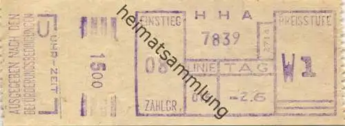 Deutschland - Hamburg - HHA - Hamburger Hochbahn AG - Linie 64 - Preisstufe W1 - Fahrschein