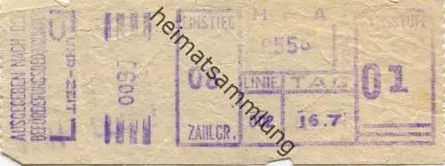 Deutschland - Hamburg - HHA - Hamburger Hochbahn AG - Linie 002 - Preisstufe O1 - Fahrschein