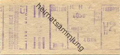 Deutschland - Hamburg - HHA - Hamburger Hochbahn AG - Fahrpreis W2 - Fahrschein 1964