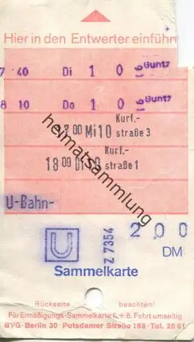 Deutschland - Berlin - Sammelkarte U-Bahn 4 Fahrten