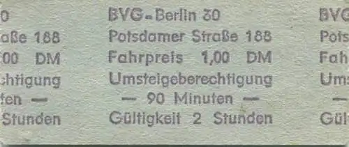 Deutschland - Berlin - Umsteigefahrschein - Kottbusser Tor 1,00 DM