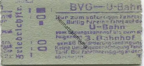 Deutschland - Berlin - BVG - U-Bahn - Fahrschein ca. 1946 - Gültig für eine Fahrt auf der U-Bahn bis zum darauffolgenden