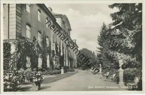 Insel Mainau - Schloss Fassade - Foto-Ansichtskarte 30er Jahre - Verlag Emil Hartmann Mannheim