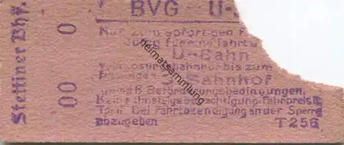 Deutschland - Berlin - BVG - U-Bahn - Fahrschein - Gültig für eine Fahrt auf der U-Bahn bis zum darauffolgenden 3. Bahnh