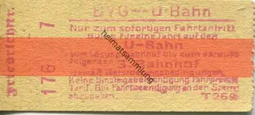 Deutschland - Berlin - BVG-Fahrkarte Friedrichstrasse U-Bahn 30er Jahre - Gültig für eine Fahrt auf der U-Bahn bis zum d