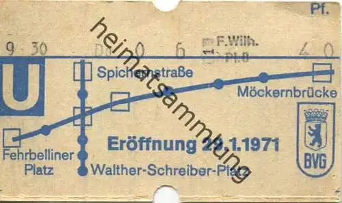 Deutschland - Berlin - BVG Sonderfahrschein - Streckeneröffnung Linie 9 - 29.1.1971