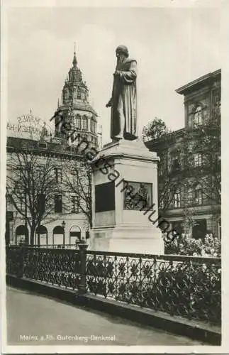 Mainz - Gutenberg-Denkmal - Foto-Ansichtskarte
