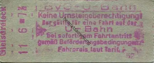 Deutschland - Berlin - BVG U-Bahn - U-Bahn Fahrschein Gleisdreieck