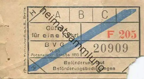 Deutschland - Berlin - Berlin - Einfache Fahrt mit der U-Bahn - Fahrschein ca. 1945