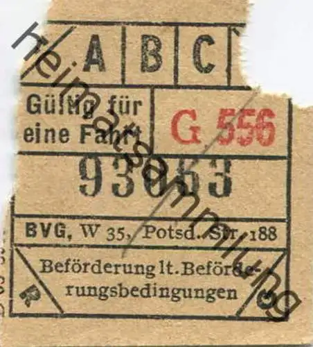 Deutschland - Berlin - BVG-Fahrschein - Gültig für eine Fahrt