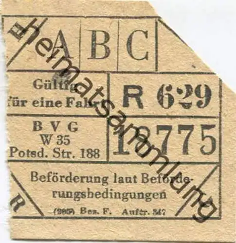 Deutschland - Berlin - BVG-Fahrschein - Gültig für eine Fahrt