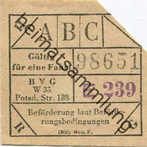 Deutschland - Berlin - BVG-Fahrschein - Gültig für eine Fahrt