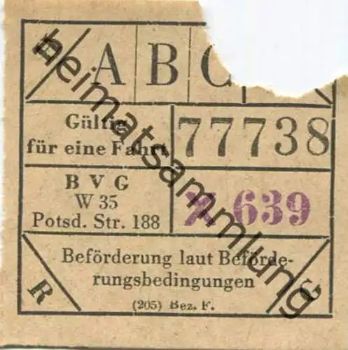 Deutschland - Berlin - BVG-Fahrschein - Gültig für eine Fahrt