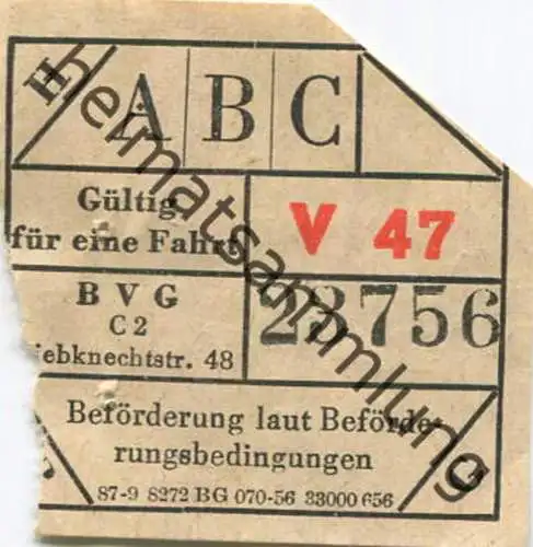 Deutschland - Berlin - BVG-Ost - Fahrschein