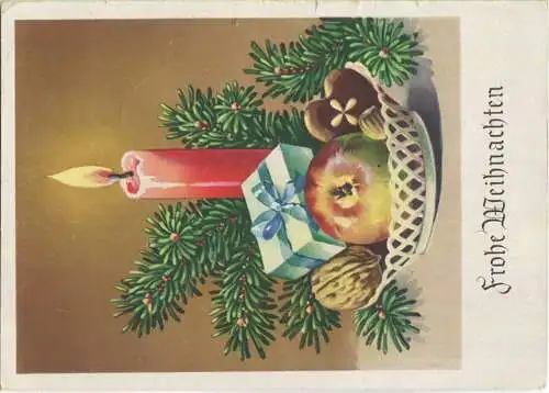 Weihnachtskarte mit Vignette Gift - Nachporto