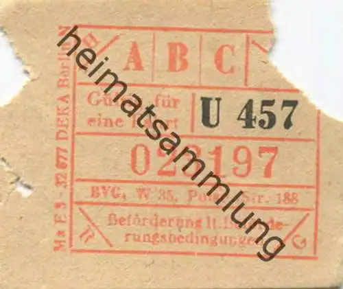 Deutschland - Berlin - BVG - Fahrschein ca. 1949