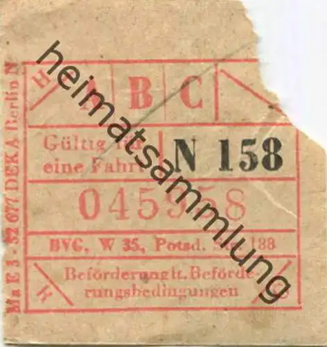 Deutschland - Berlin - BVG - Fahrschein ca. 1949