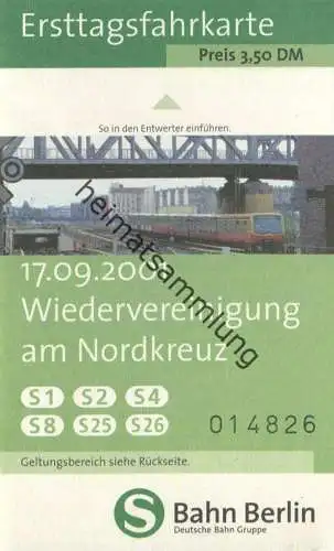 Deutschland - Berlin - Ersttagsfahrkarte 17.09.2001 - Wiedervereinigung am Nordkreuz