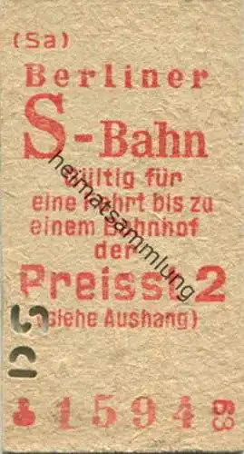 Deutschland  - Berlin - S-Bahn Fahrkarte der Preisstufe 2