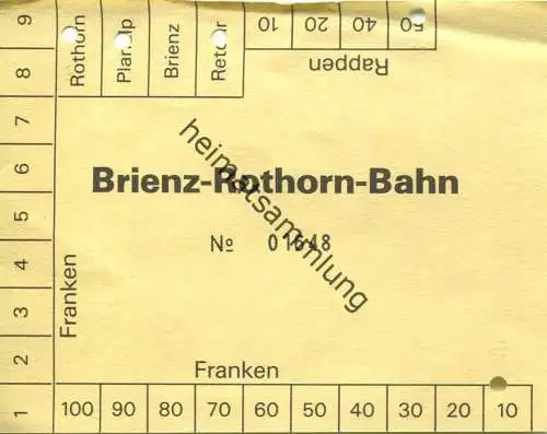 Schweiz - Brienz-Rothorn-Bahn - Fahrkarte