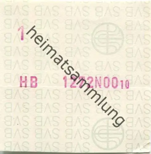 Schweiz - SVB Städtische Verkehrsbetriebe Bern - Fahrkarte HB