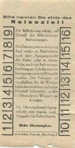 Deutschland - Hamburg - Hamburger Hochbahn Aktiengesellschaft - Fahrschein