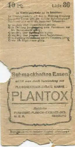 Deutschland - Strassen-Eisenbahn Gesellschaft in Hamburg - Fahrschein Linie 36 10Pfg.