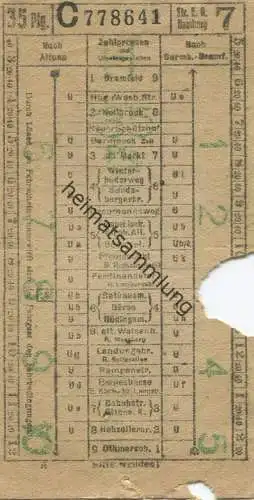 Deutschland - Strassen-Eisenbahn Gesellschaft in Hamburg - Str. E. G. Hamburg - Fahrschein Linie 7 35Pfg.