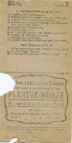 Deutschland - Strassen-Eisenbahn Gesellschaft in Hamburg - Str. E. G. Hamburg - Fahrschein Linie 7 35Pfg.