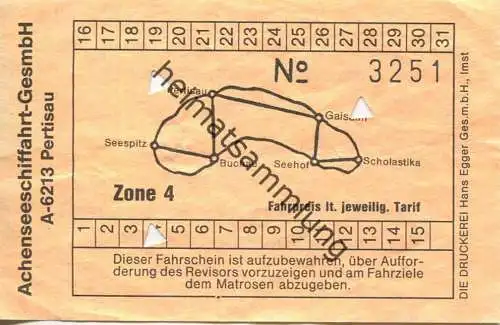 Österreich - Achenseeschiffahrt-GesmbH Pertisau - Fahrschein Zone 4