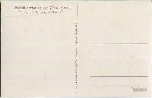 Paul Hey - Volksliederkarte Nr. 50 - Schlaf Herzenssöhnchen - Künstlerkarte 20er Jahre