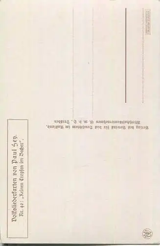 Paul Hey - Volksliederkarte Nr. 40 - Reinen Tropfen im Becher - Künstlerkarte 20er Jahre