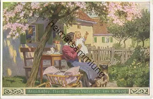 Paul Hey - Volksliederkarte Nr. 38 - Maikäfer flieg - Künstlerkarte 20er Jahre