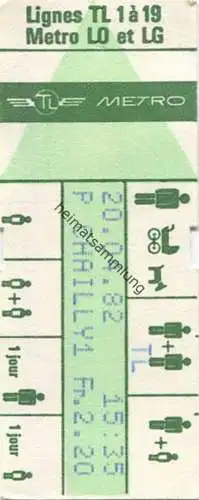 Schweiz - Lausanne - Lignes TL 1à19 Metro LO et LG - Fahrschein