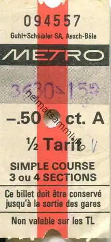 Schweiz - Lausanne - Metro - 1/2 Tarif -.50ct. - Fahrschein