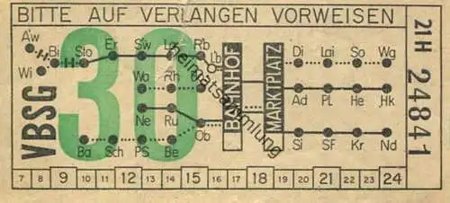 Schweiz - VBSG Verkehrsbetriebe der Stadt St. Gallen -  Bahnhof Marktplatz - Fahrkarte